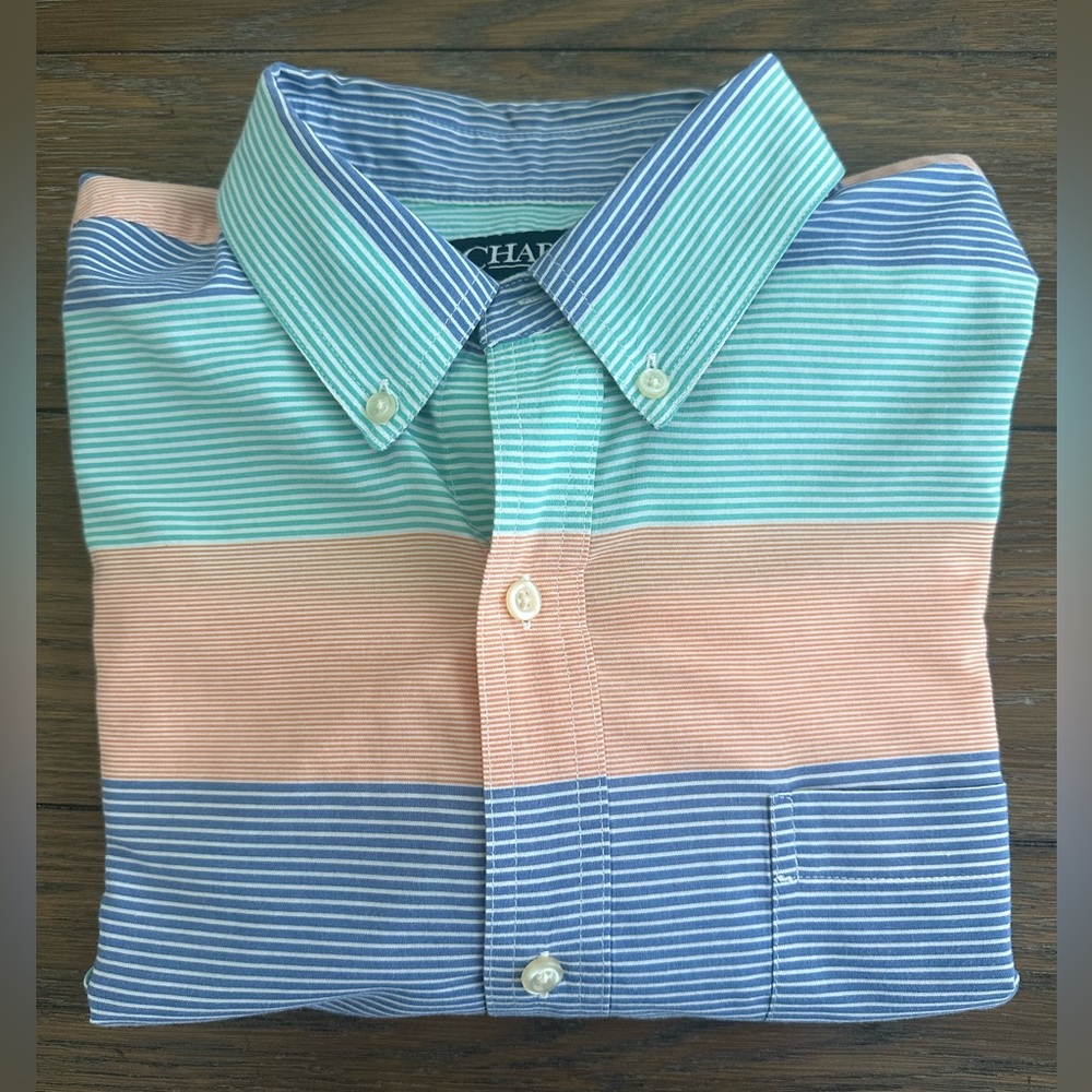 Chaps Multicolor Striped Casual Button Down Shirt